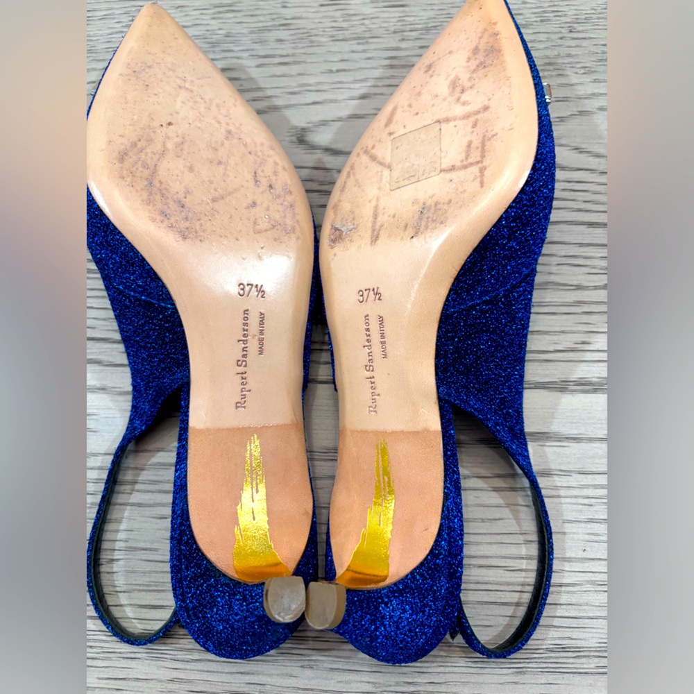 Rupert Sanderson Misty Crystal Lurex Slingback In Lapis Size 6.5 - Picture 11 of 11